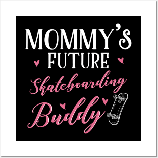 Skateboarding Mom and Baby Matching T-shirts Gift Posters and Art